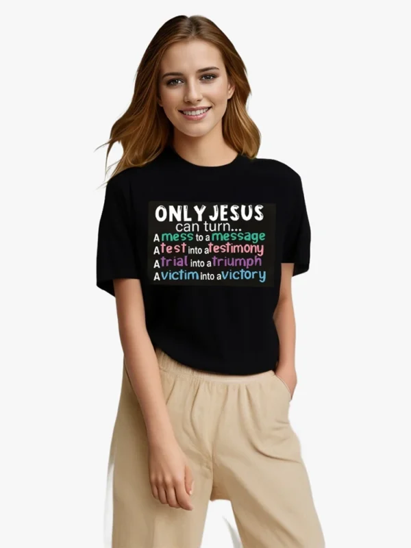 Only Jesus T-Shirt Women O-neck Short Sleeve Women's Tshirts Vintage Fashion Daily Harajuku Shirt Travel Tee Shirts Clothing - Image 2