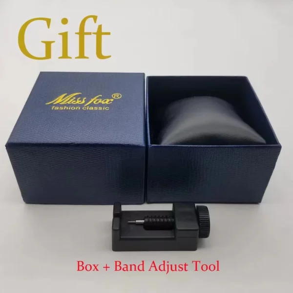 Watch box and band adjustment tool.