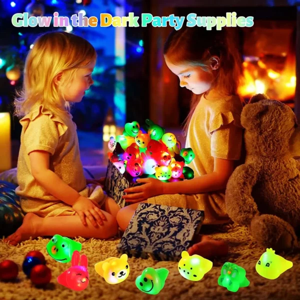 100Pcs LED Light Up Ring Bumpy Rings Flashing LED Bumpy Jelly Ring Light-Up Toy Birthday Rewards Treasure Toy Glow Party Supply - Image 2