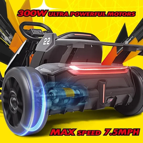 Black electric ride-on car with motor