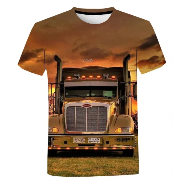 Summer Men's and Women's 3D Printing Couples Street Heavy Truck T -shirt Fashion and Comfortable Casual T-shirt - Image 4