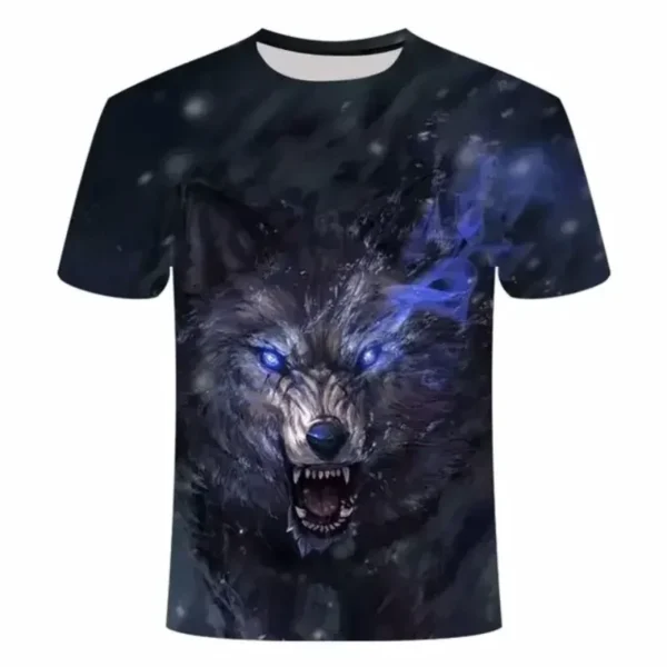 2024 Wolf T Shirt For Mens Animal Print Short Sleeve Top 3D Casual Street Man's T-shirt Oversized Tee Shirt Men Vintage Clothing - Image 4