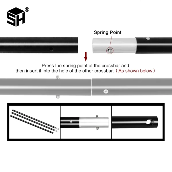 Assembly instructions for a crossbar.