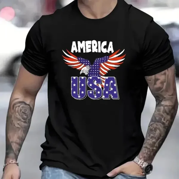 American Eagle Men's T-Shirt Casual Short Sleeved Tees Top Fashion 3d Animal Print Pattern T-Shirts Summer Loose Men's Clothing - Image 4