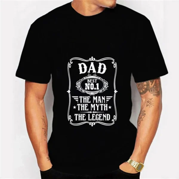 Men's Black Shirts Short Sleeves T-Shirts Summer Tops Dad Best No.1 The Man Funny Tshirts for Men Luminous Design Male Tee Tops - Image 2