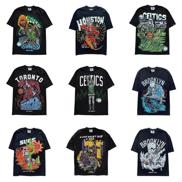 Classic WL Men's T-Shirt Cotton Streetwear Anime Casual Popular Oversize Basketball Games Star Printed Short Sleeve Tops Clothes