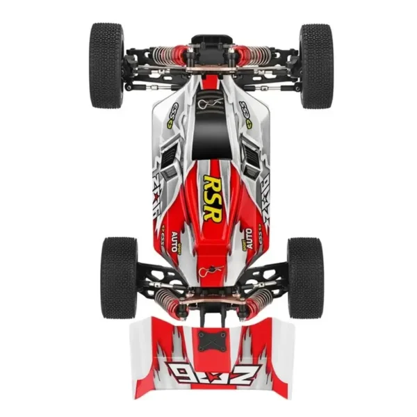 Red and white remote control car.