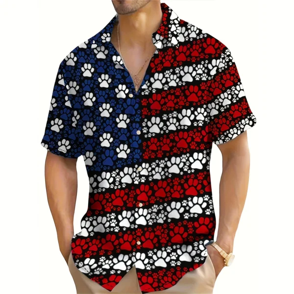 Hawaii Men's Shirt Shirt Summer Casual Short Sleeve Retro Shirt American flag Print Cardigan Top Fashion Male Overszied Clothing - Image 4