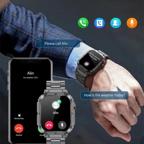 Man wearing a smartwatch, receiving a call.