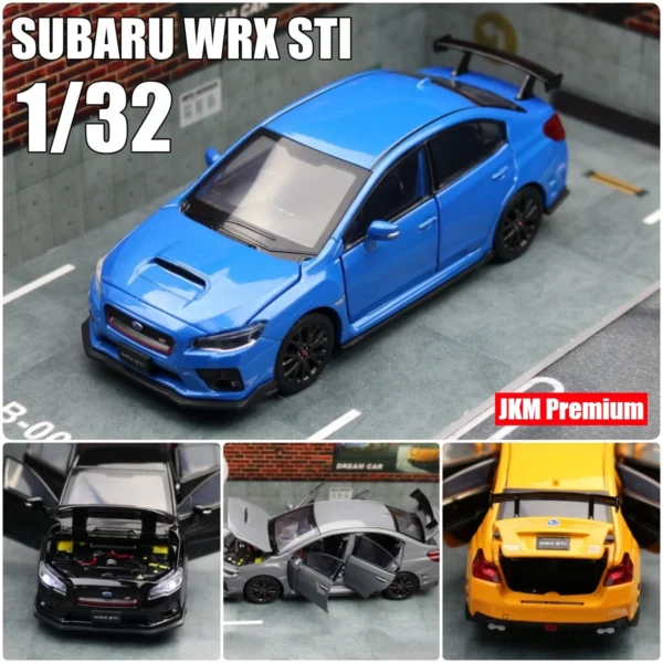 Blue Subaru WRX STI 1/32 scale diecast car.