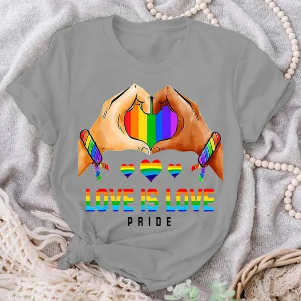 Women'S Fashion Love Is Love Pride Print T Shirt Summer Casual Short Sleeve Shirts Plus Size Tops - Image 4