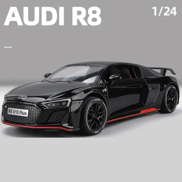 1:24 Audi R8 V10 Plus Sports Car Model Simulation Alloy Super Toy Car Kids Boy Gift Collection Miniature Car Toys - Image 3