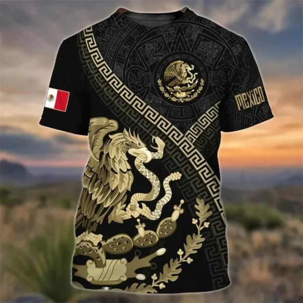 Mexican Flag Print 3Dt T-Shirt Summer Men O Collar T Shirt Casual Short Sleeve Oversized Pullover Fashion Street Men'S Clothing - Image 6