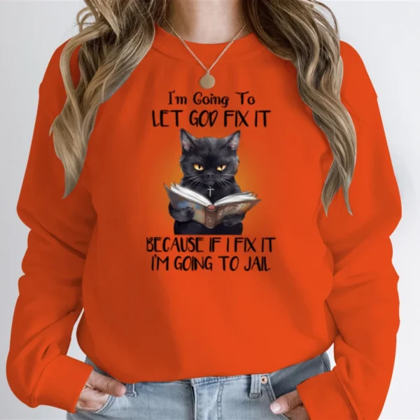 I'm Going To Let God Fix It Anime Hoodie Women Men Clothing Long Sleeve Streetwear black cat Graphic Sweatshirts oversized tops - Image 6