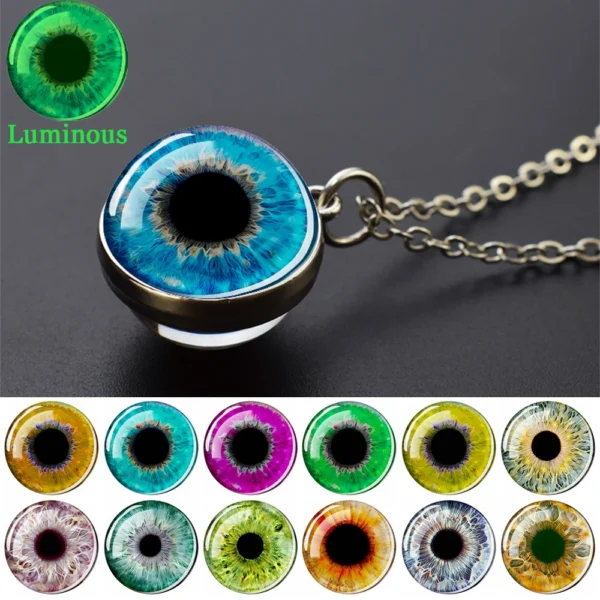 Blue eye glass pendant necklace