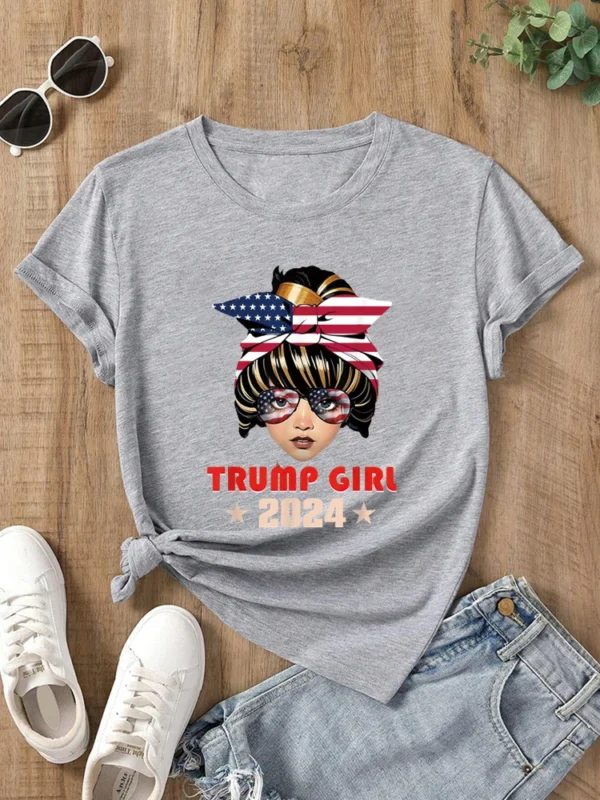 4th Of July Trump 45 47 Trump Girl 2024 T-Shirt Fun cute tops for teen graphic tees women t-shirts t shirts for women - Image 2