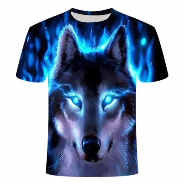 2024 Wolf T Shirt For Mens Animal Print Short Sleeve Top 3D Casual Street Man's T-shirt Oversized Tee Shirt Men Vintage Clothing - Image 5