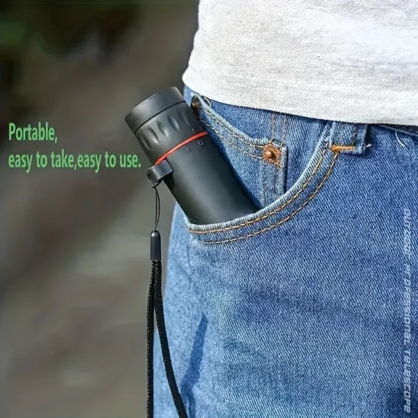 Small telescope in a jeans pocket.