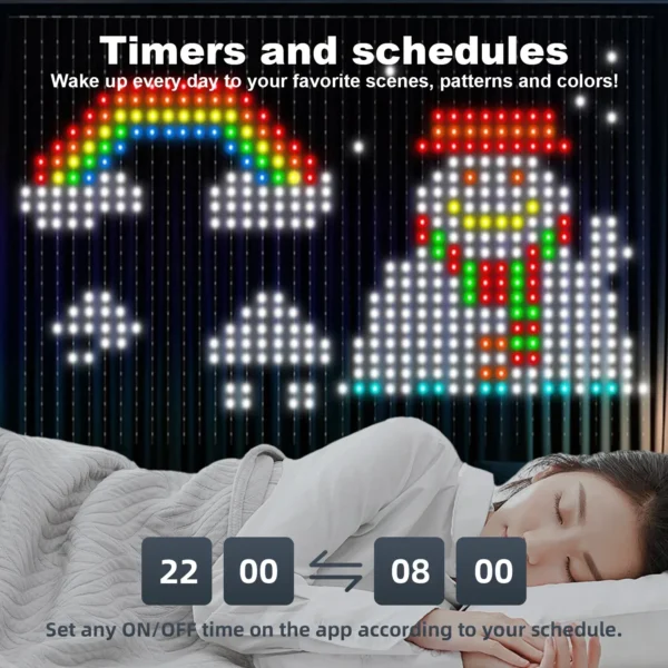 400LEDs Smart Curtain Lights Bluetooth App LED String RGB Fairy Lights DIY Music Change Display for Window Bedroom Decoration - Image 5