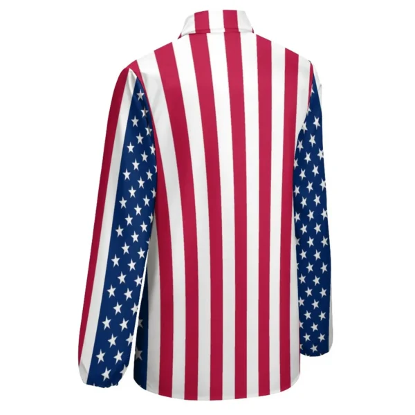 American Flag Print Blouse Women Red Stripes Street Wear Loose Blouses Long-Sleeve Vintage Shirt Graphic Top Big Size - Image 4