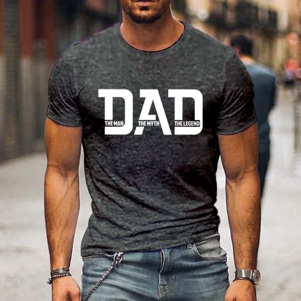 Loose Men T-shirts Summer Dad Print T Shirt Luminous Design Street Tshirts Short Sleeve Top Tee Daddy Men's Tee Shirts Clothing - Image 4