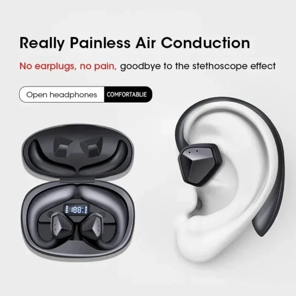 New Bone Conduction Bluetooth Earphones Sport Waterproof Earbuds Led Display HiFi Stereo Headsets For Xiaomi Samsung 2024 - Image 3