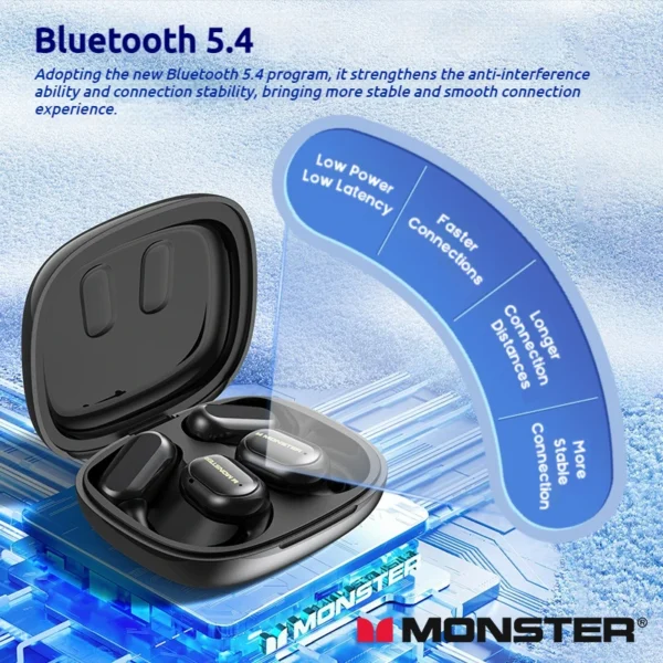 Monster Smart Touch Screen Bluetooth 5.4 Earphones Sports OWS Wireless Headphone IPX5 Waterproof Headsets Support TF Card Music - Image 3