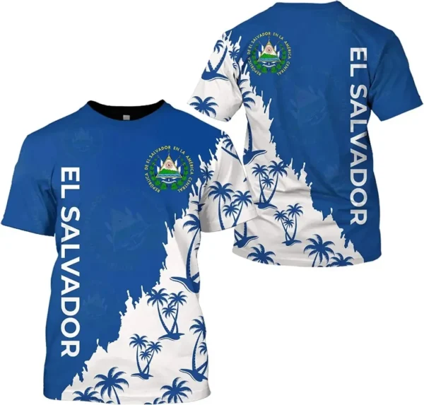 El Salvador T-shirt for men and women 3d printed oversized O-collar men's clothing - Image 4