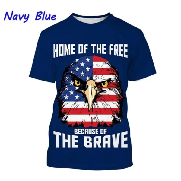 3D American Eagle Flag Printed T Shirt US USA Stripe Emblem Men T-shirt Independence Day Womens Clothing Patriotic Kids Tops Tee - Image 3