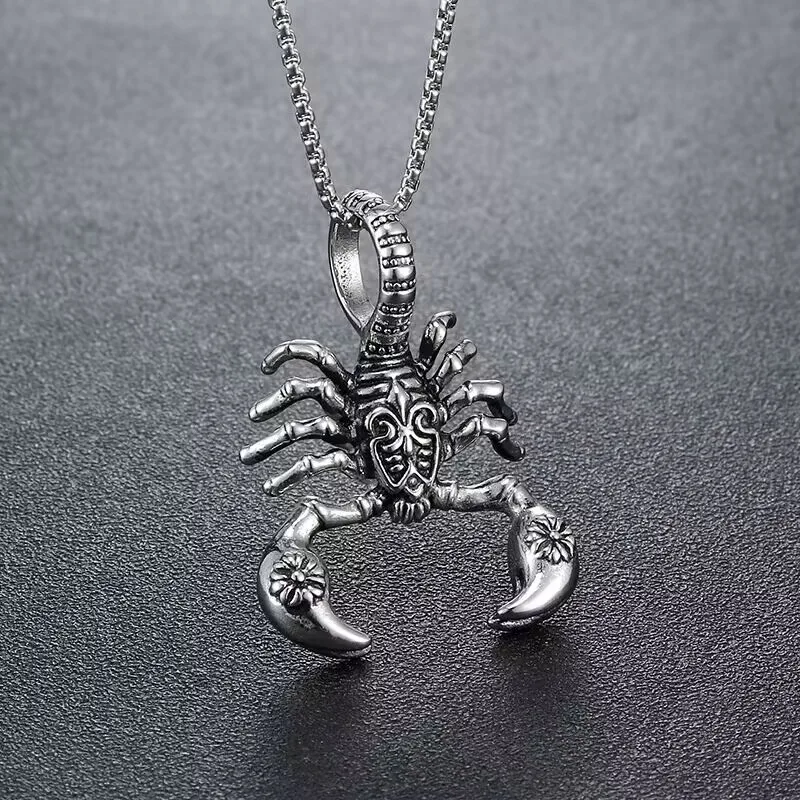 Silver scorpion pendant necklace