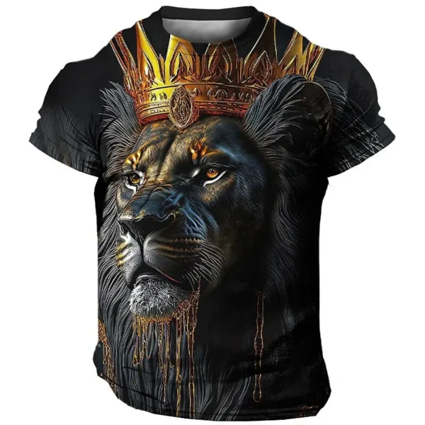 Summer New Men's T-Shirt 3d Lion Print Short Sleeve Tees Tops Fashion Casual Clothing Loose Oversized T-Shirt Quick Dry Pullover - Image 3