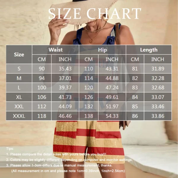 Summer Women'S Jumpsuit Overalls Short Loose Sleeveless Wide Leg Overall American Flag Print Daily Romper With Pockets 2024 - Image 6