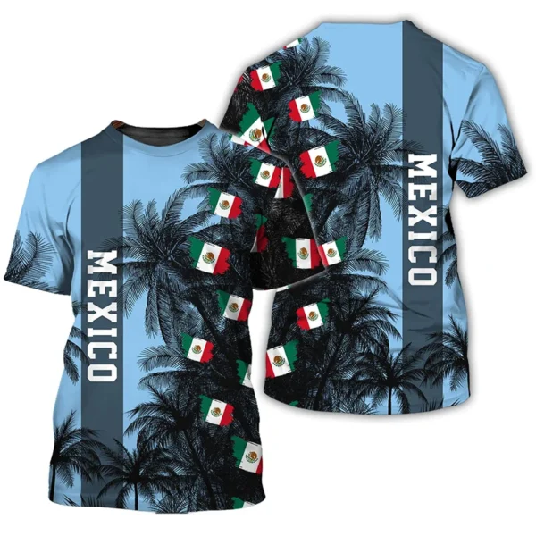 Mexico Flag 3D Print T-shirts Summer Mexican Men Short Sleeve Fashion Tees Streetwear Harajuku T Shirt Tops Clothing - Image 2