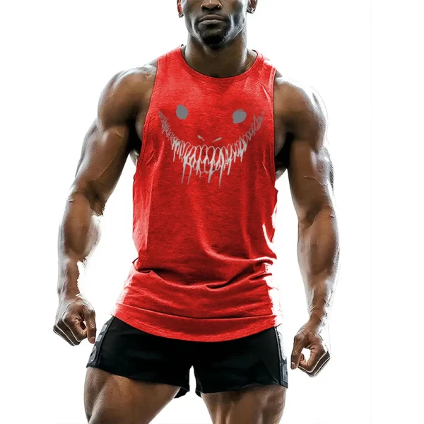 Gym Tank Tops for Men's Fun Horror 2D Printed Vest Y2k Outdoor Sports Training Man Clothing High Quality Sleeveless T-shirt 2024 - Image 4