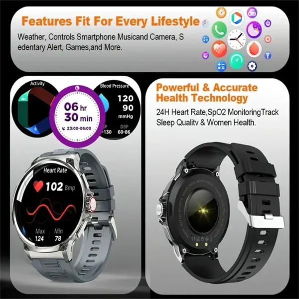 Two smartwatches with health tracking features.