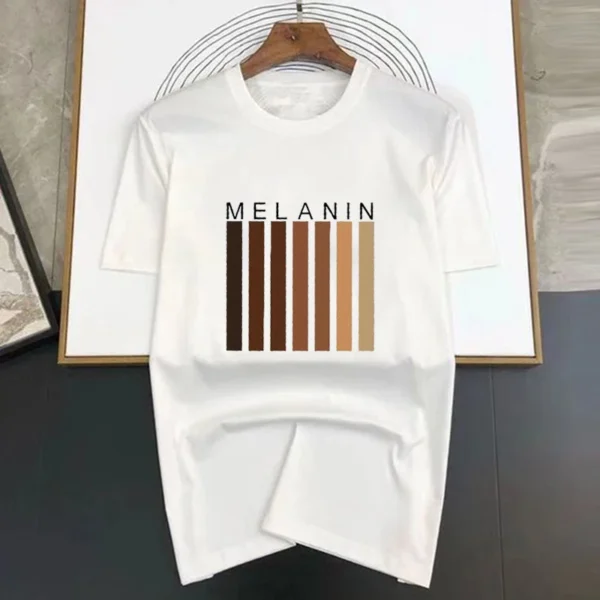 Melanin Letter T shirt Fashion Summer 100% Cotton TShirt Casual Tops O-neck Short Sleeve Streetwear Trend TShirt Women Clothing - Image 2