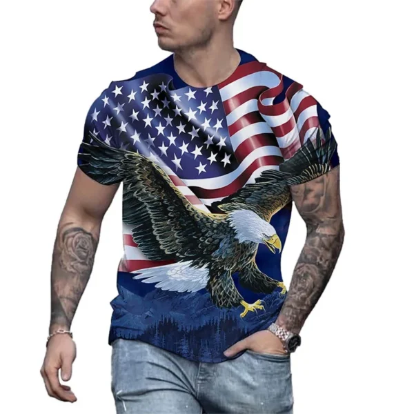 Fashion America Eagle U.S. Flag Graphic T-Shirt for Men Clothing Tees Women Cool Streetwear Summer Casual Short Sleeve ropa Tops - Image 2