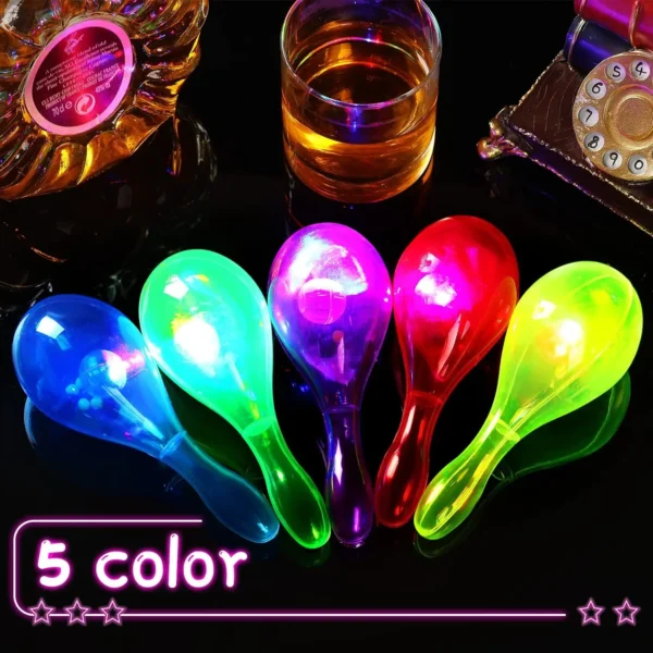 12pcs Light Up Mini Maracas Toys Plastic Maracas LED Flashing Shaker Neon Mexican Decorations Noisemaker Fiesta Themed Birthday - Image 6