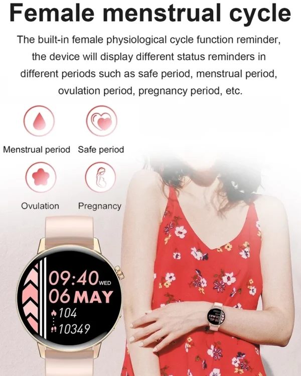 Smartwatch with female menstrual cycle tracker.