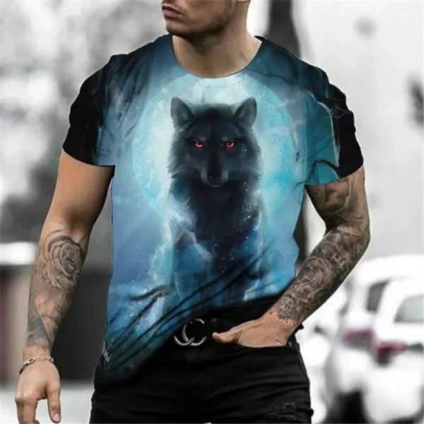 Vintage Wolf 3D Print Men T-Shirts Animal Casual Street Man's Sports Top Short Sleeve Oversized Tee Shirt Men's Clothing Summer - Image 6