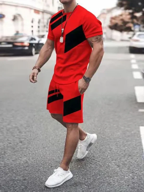 Print Men Suits Short Sleeve T-shirt With Shorts Sets Summer Male Fashion Sport Oversized Tracksuits Jogging Training Outfits - Image 3