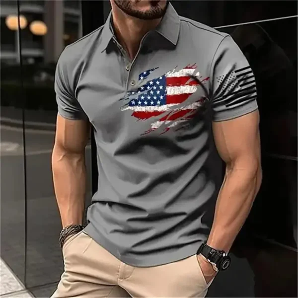 Vintage Men‘S Polo Shirt 3d Flag Of The United States Printed Men Clothing Loose Oversized Shirt Street Casual Short Sleeve Tops - Image 6