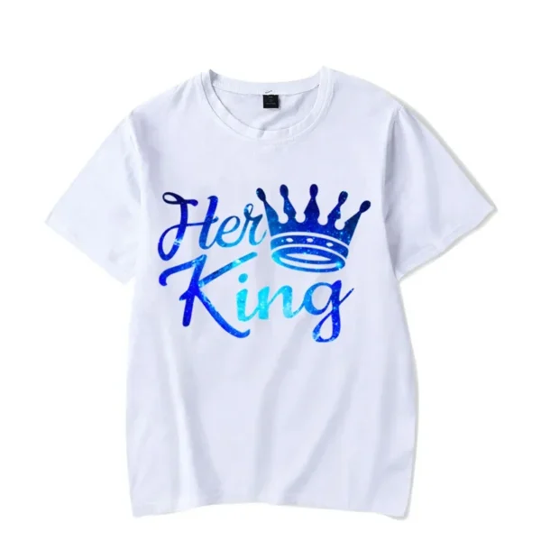 I'm Her King His Queen Print T Shirt Summer Lovers Tee Shirt Women Clothing Man Oversized T Shirt Harajuku Crown Couple TShirt - Image 3