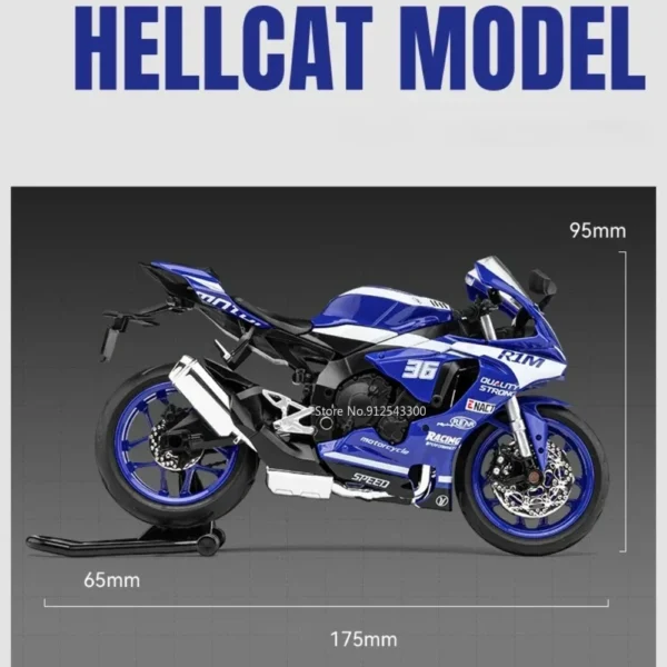 1/12 Yamaha R1M Toy Motorcycle Model Alloy Diecast with Shock Absorption Simulation Scale Motorcycle Model Toys for Kids Gifts - Image 6