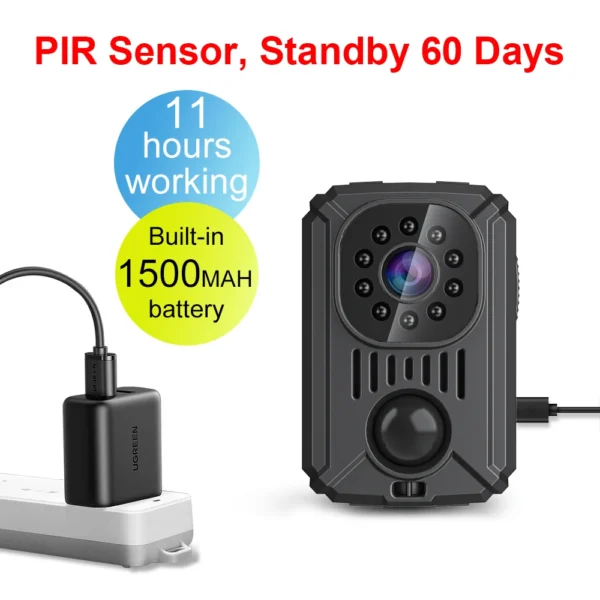 MD31 Mini PIR Video Body Camera Back Clip Photography DV Smart Camera HD 1080P Recorder Motion Activated Small For Car Nanny Cam - Image 3