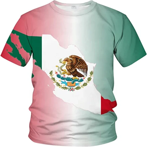 Mexico Flag Print Tee Shirt For Men Cloting Fashion 3D Mexican National Emblem Pattern Short Sleeve Oversized Tshirts Streetwear - Image 5