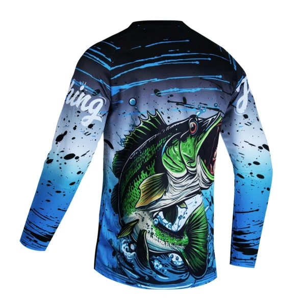 2024 Fishing Shirt Men Summer Outdoor Fishing Clothing Sunscreen Long Sleeve Fish Print Casual Shirts Anti-UV Fishing Shirts - Image 2