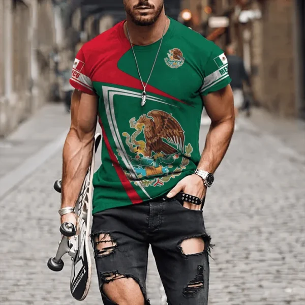 Men's T-Shirts Summer Mexico Flag 3D Print Casual Short Sleeve Unisex Harajuku Tops tees Streetwear Oversized Men's Clothing top - Image 5