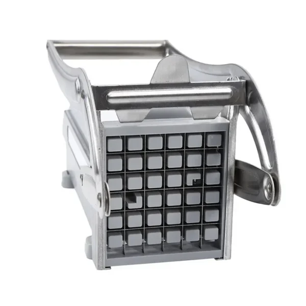 Stainless steel french fry cutter.