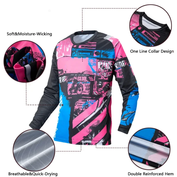 Motorcycle Off-road T-shirt,Cycling Jersey, Quick Dry Breathable Moisture Wicking Long Sleeve MTB Shirt For Biking Riding Sports - Image 4